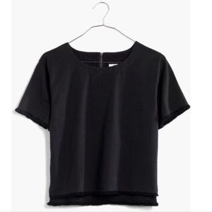 Madewell black fringed crop top